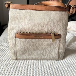Michael Kors Cream and Tan Crossbody Bag